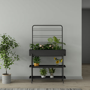 Stojak na rośliny zewnętrzne Aalsmeer metal 154x96x24 cm czarny [casa.pro]