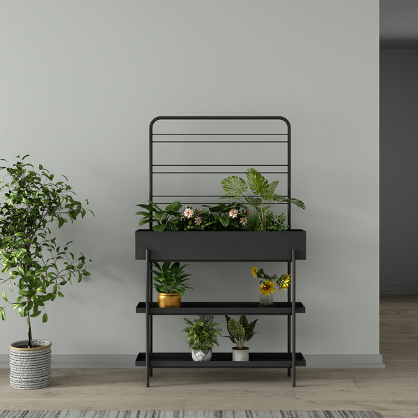 Stojak na rośliny zewnętrzne Aalsmeer metal 154x96x24 cm czarny [casa.pro]