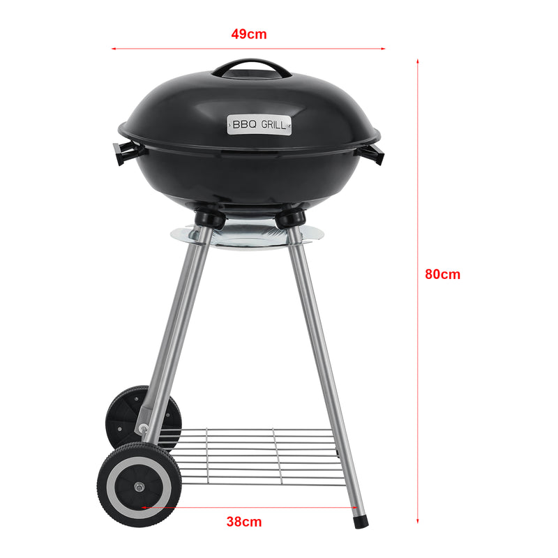 Szkic wymiarowy Apricena grill okrągły 80x49x47cm czarny [casa.pro]