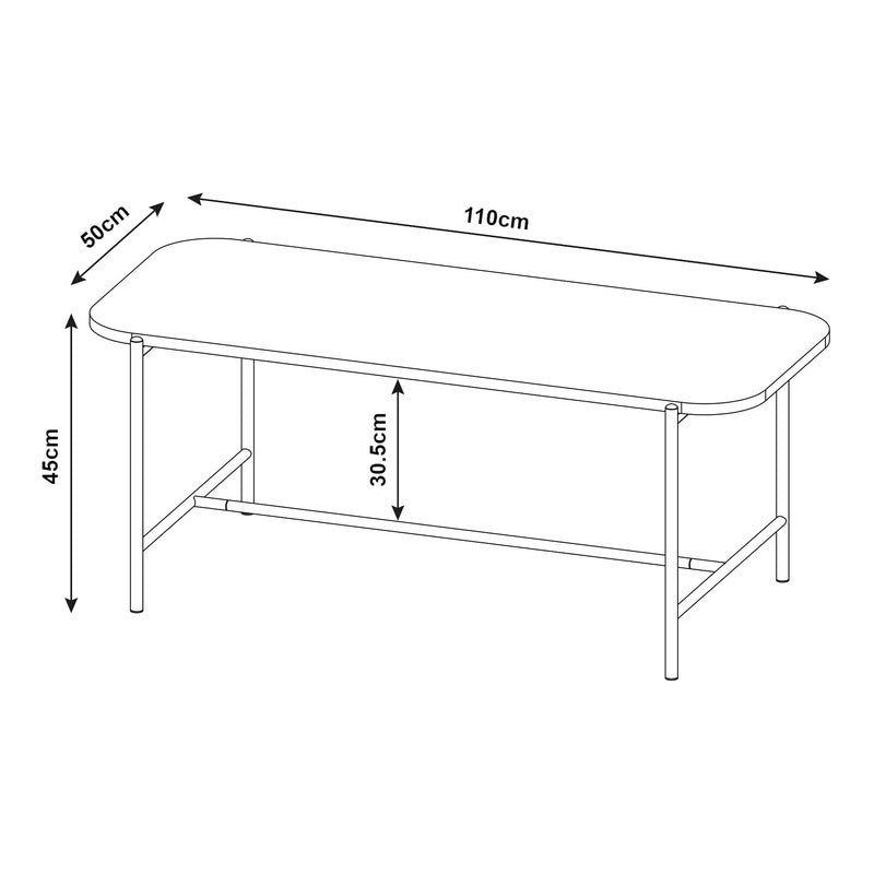 Szkic wymiarowy Stolik kawowy Samnanger 110x50x45cm czarny [en.casa]