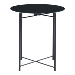 Stolik boczny Ödeshög ze szklanym blatem 45xØ42cm czarny [en.casa]