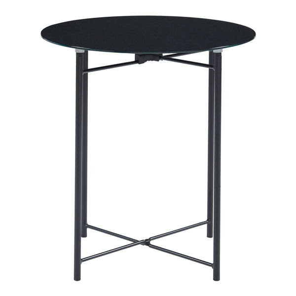 Stolik boczny Ödeshög ze szklanym blatem 45xØ42cm czarny [en.casa]