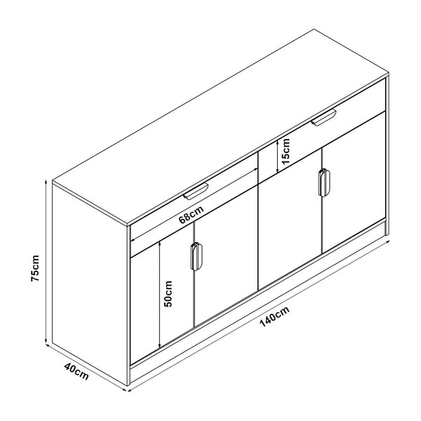 Sideboard Varkaus 75x140x40cm MDF w optyce dębu [en.casa]