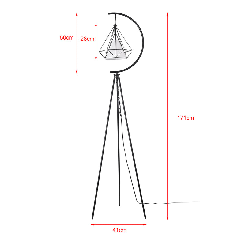Szkic wymiarowy Lampa podłogowa Austell 171cm czarny/biały [lux.pro]