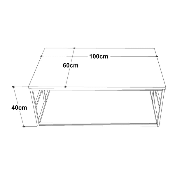 Stolik kawowy Velendi 100x60x40 cm dąb/czarny [en.casa]