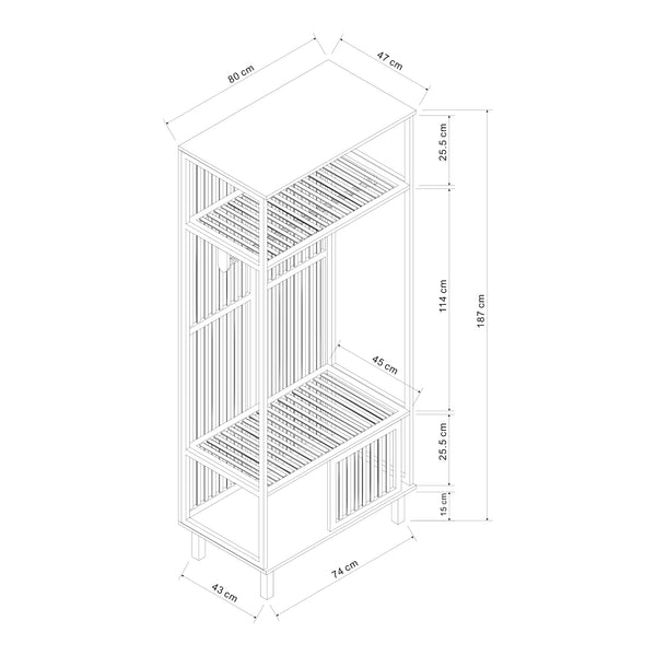 Wieszak na płaszcze Ypäjä 187x80x47 cm bambus [en.casa]