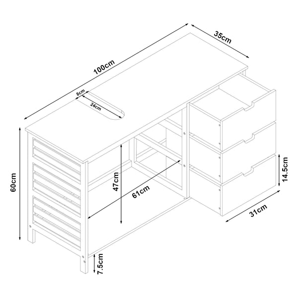 Szafka pod umywalkę Boksereys 60x100x35 cm bambus naturalny [en.casa]