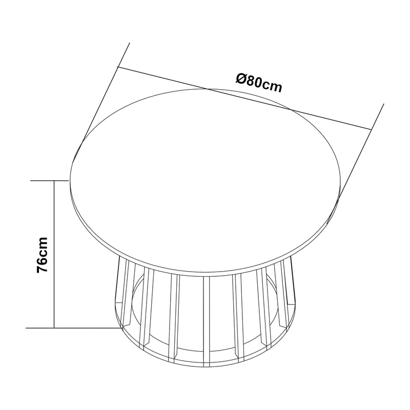 Szkic wymiarowy Stół jadalniany Lensuu 76x Ø80 cm [en.casa]