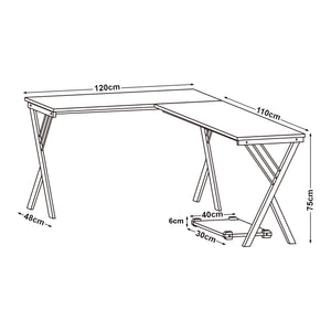Biurko Tarielarg ze stojakiem na komputer w kształcie litery L 158x120x75 cm dąb [en.casa]