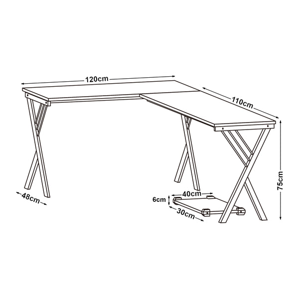 Biurko Tarielarg ze stojakiem na komputer w kształcie litery L 158x120x75 cm dąb [en.casa]