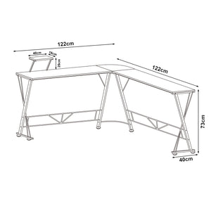 Yremso Biurko w kształcie litery L 122x122x98 cm czarne [en.casa]