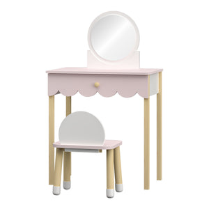 Stolik do makijażu dla dzieci z krzesełkiem Vestnes Cotton Candy/White [en.casa]