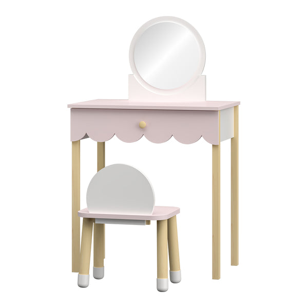 Stolik do makijażu dla dzieci z krzesełkiem Vestnes Cotton Candy/White [en.casa]
