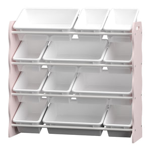 Półka dziecięca Vestnes z 12 pojemnikami 78x86x27 cm Cotton Candy/biała [en.casa]