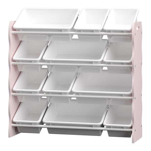Półka dziecięca Vestnes z 12 pojemnikami 78x86x27 cm Cotton Candy/biała [en.casa]
