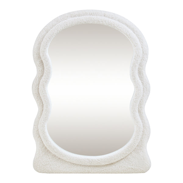 Lustro ścienne Humming z ramą z pluszowego materiału 80x60 cm białe [en.casa]