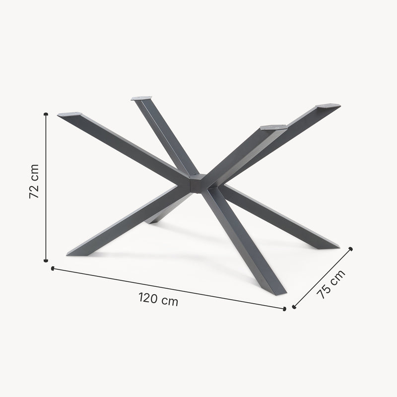 Szkic wymiarowy Stelaż stołu Bemeenel 120x75x72 cm stal czarna [en.casa]