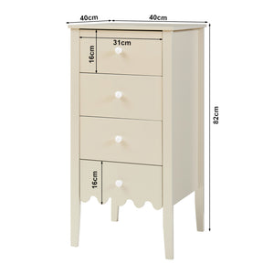 Luspoo komoda z 4 szufladami 82x40x40 cm kremowa biel [en.casa]