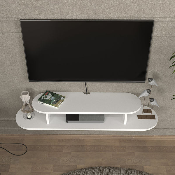 Wisząca półka TV Targema 120x30x16 cm Biała [en.casa]