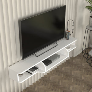 Wisząca szafka RTV Aar 135x30x16 cm biała [en.casa]