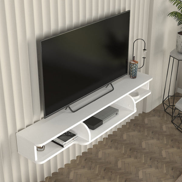 Wisząca szafka RTV Aar 135x30x16 cm biała [en.casa]