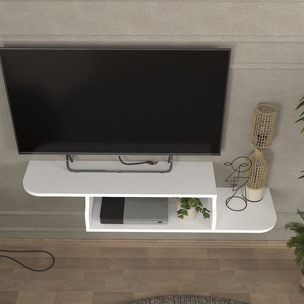 Wisząca szafka RTV Kershaby 120x30x19 cm biała [en.casa]