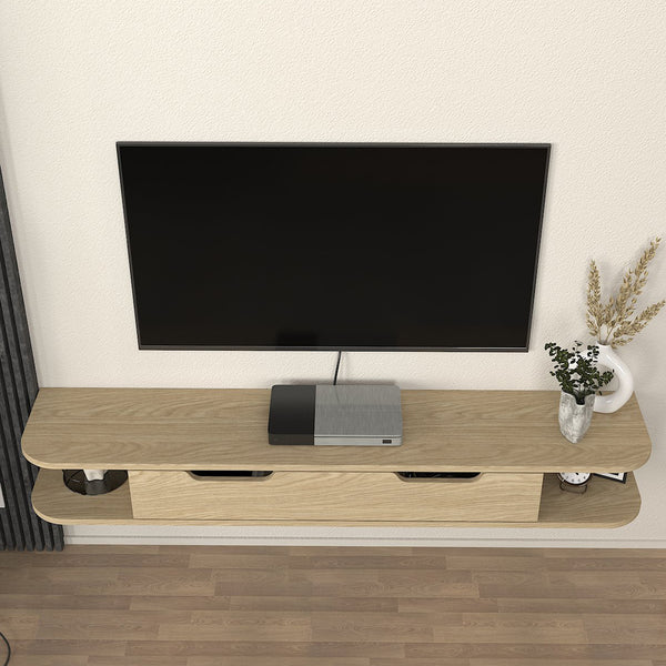 Szafka RTV wisząca Karjali 150x30x19 cm dąb [en.casa]