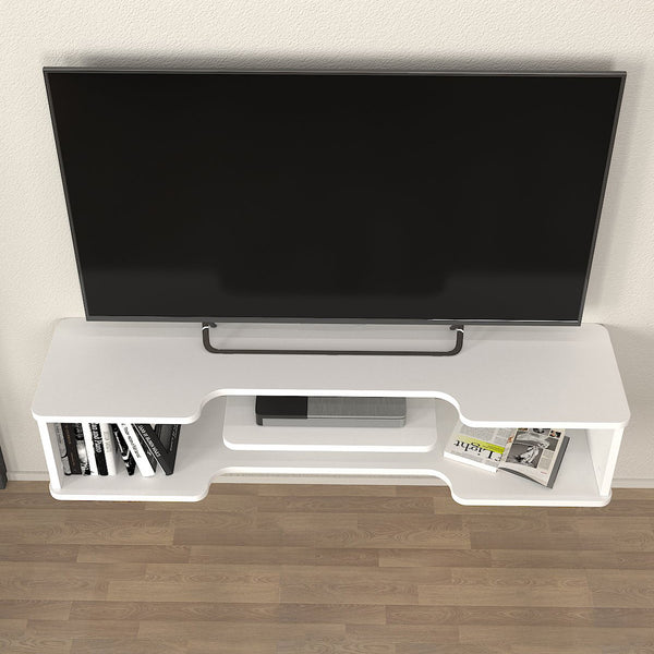 Wisząca szafka RTV Yrela 120x30x26 cm biała [en.casa]
