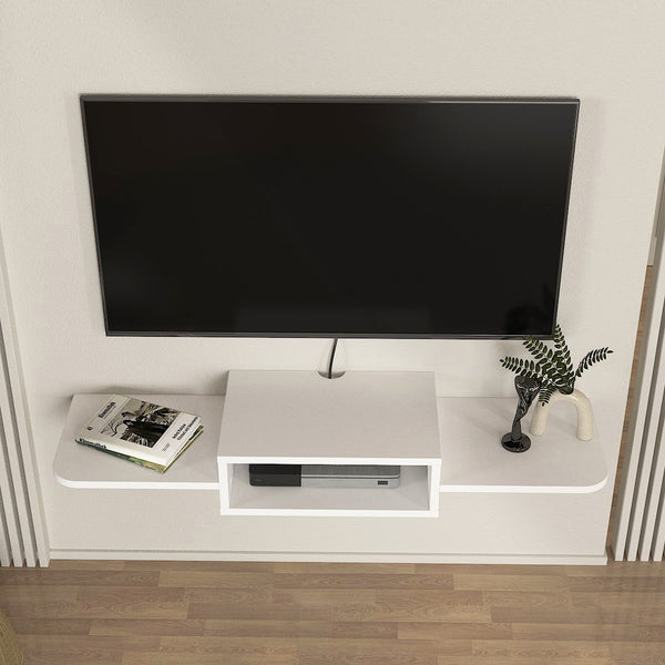 Wisząca półka TV Tar 115x30x16 cm biała [en.casa]