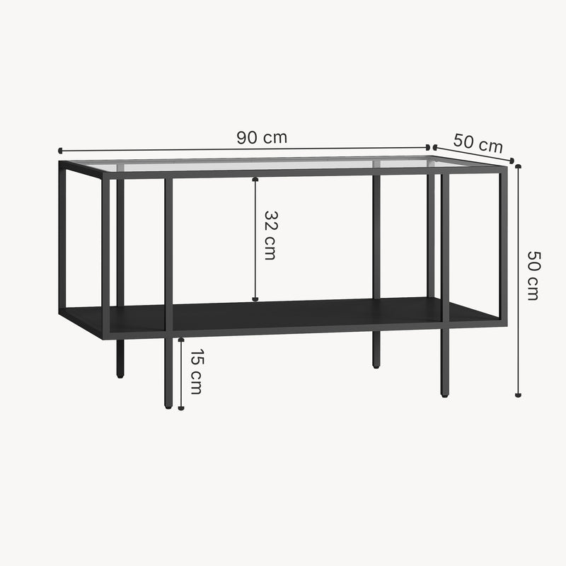 Szkic wymiarowy Stolik kawowy Nynna 90x50x50 cm czarny [en.casa]