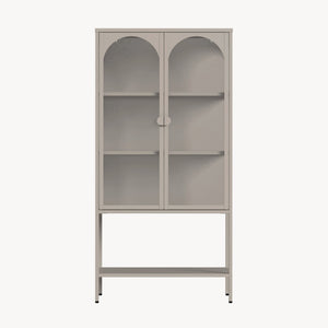 Szafa witrynowa Klippestad stal 160x80x35 cm kolor wielbłądzi [en.casa]