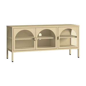 Witryna-komoda Klippestad stal 118x35x55 cm kolor wielbłądzi [en.casa]