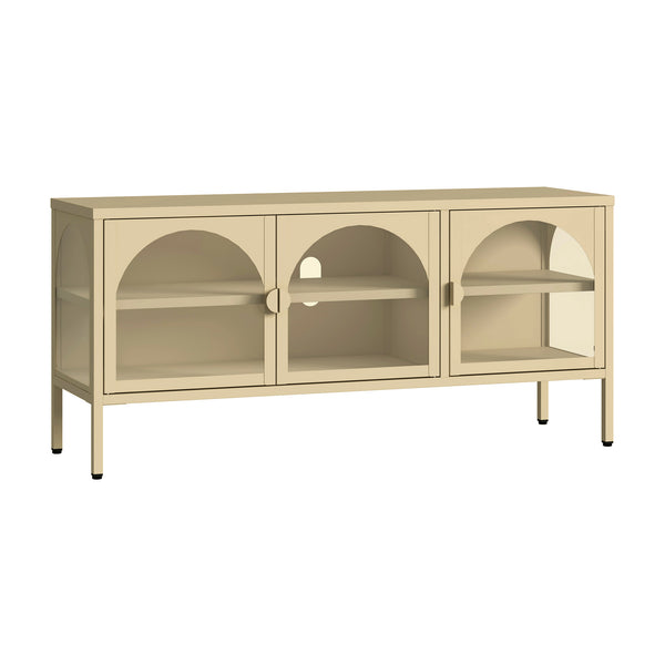 Witryna-komoda Klippestad stal 118x35x55 cm kolor wielbłądzi [en.casa]
