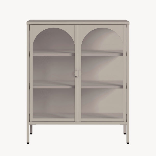Witryna-komoda Klippestad stal 95x80x35 cm kolor wielbłądzi [en.casa]