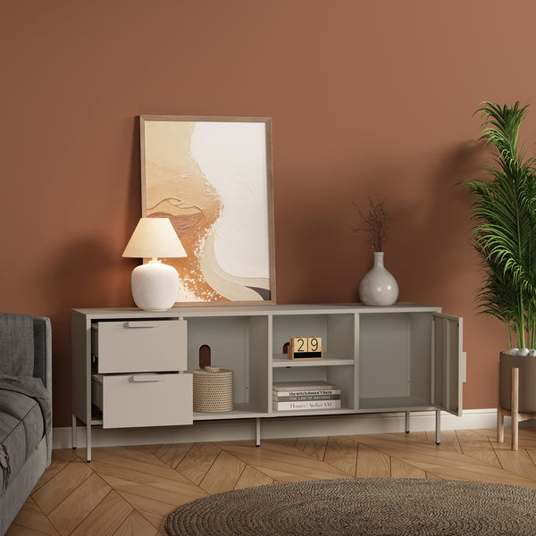 Szafka RTV Kliri Stahl 150x35x58 cm w kolorze wielbłądzim [en.casa]