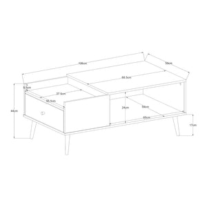 Stolik kawowy Hallevil z szufladą 106x59x44 cm Biały [en.casa]