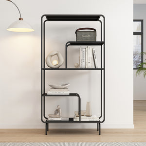 Regał na książki Færder stal 145x76x33 cm czarny [en.casa]