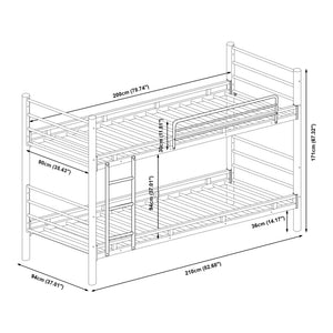 Bevapis metalowe łóżko piętrowe z 2 materacami 90x200 cm czarne [en.casa]