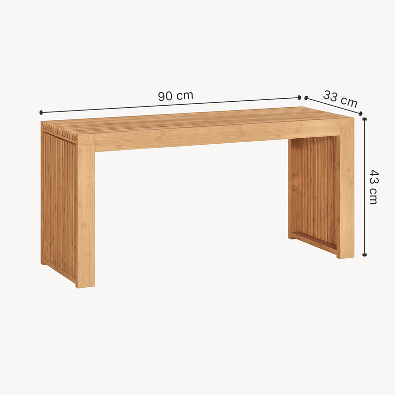 Szkic wymiarowy Ławka na buty Korjad 90x33x43 cm bambus [en.casa]