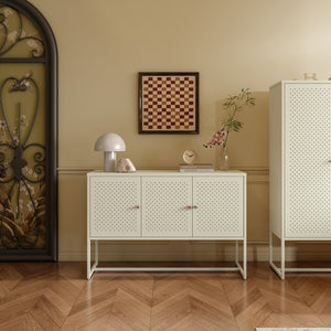 Sideboard Viitasaari 120x40x80 cm stal kremowobiały [en.casa]