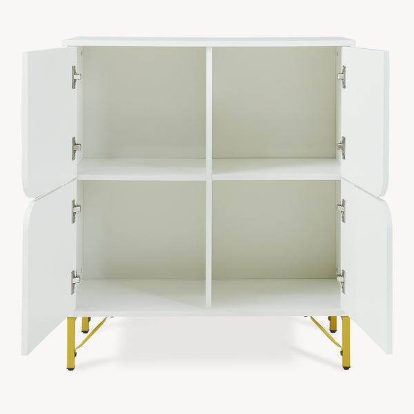 Sideboard Reyri 90x80x35 cm Biały/Złoty [en.casa]