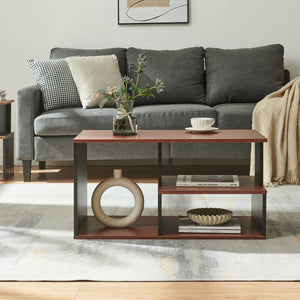 Stolik kawowy Trond 80x40x42 cm Czarny/Walnut [en.casa]