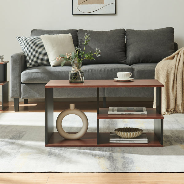 Stolik kawowy Trond 80x40x42 cm Czarny/Walnut [en.casa]