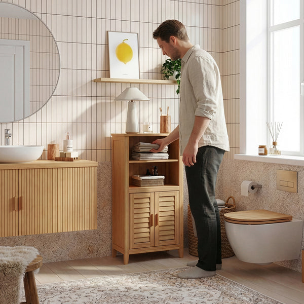 Szafka boczna Rirg 92x50x25 cm bambus naturalny [en.casa]