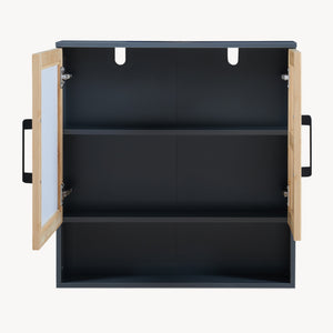 Szafka z lustrem Svanes 58x56x13 cm Ciemnoszary/Naturalny [en.casa]