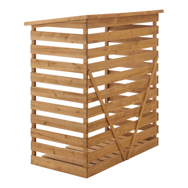 Wiata na drewno opałowe 123x116x64cm naturalne drewno jodłowe [en.casa]