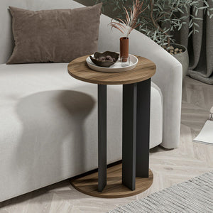 Stolik boczny Frederiksberg 64x34 cm orzech / antracyt [en.casa]