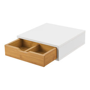 Pudełko z szufladami Vieremä 9x30x31cm białe/bambusowe [en.casa]
