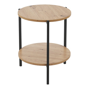 Stolik boczny Kuopio 50xØ40cm czarny/drewniany [en.casa]