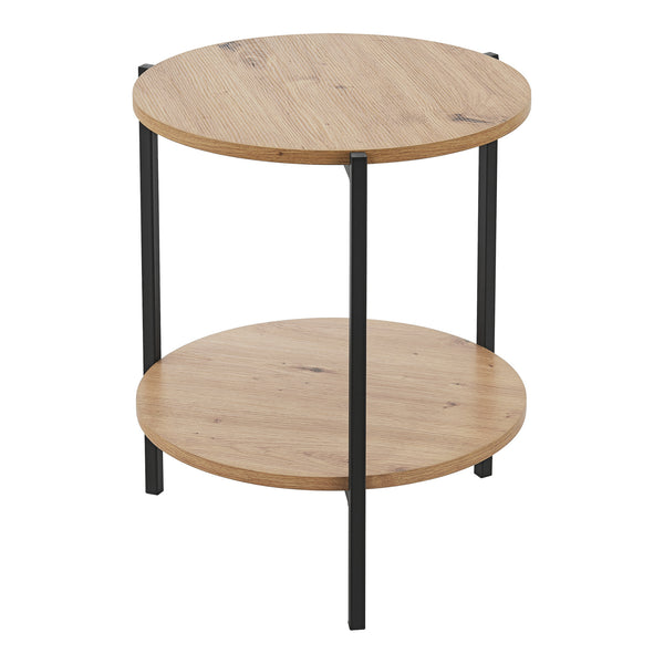 Stolik boczny Kuopio 50xØ40cm czarny/drewniany [en.casa]